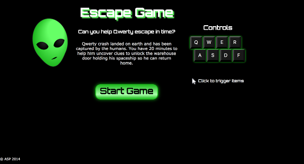 Escape Game Screenshot Splash Screen
